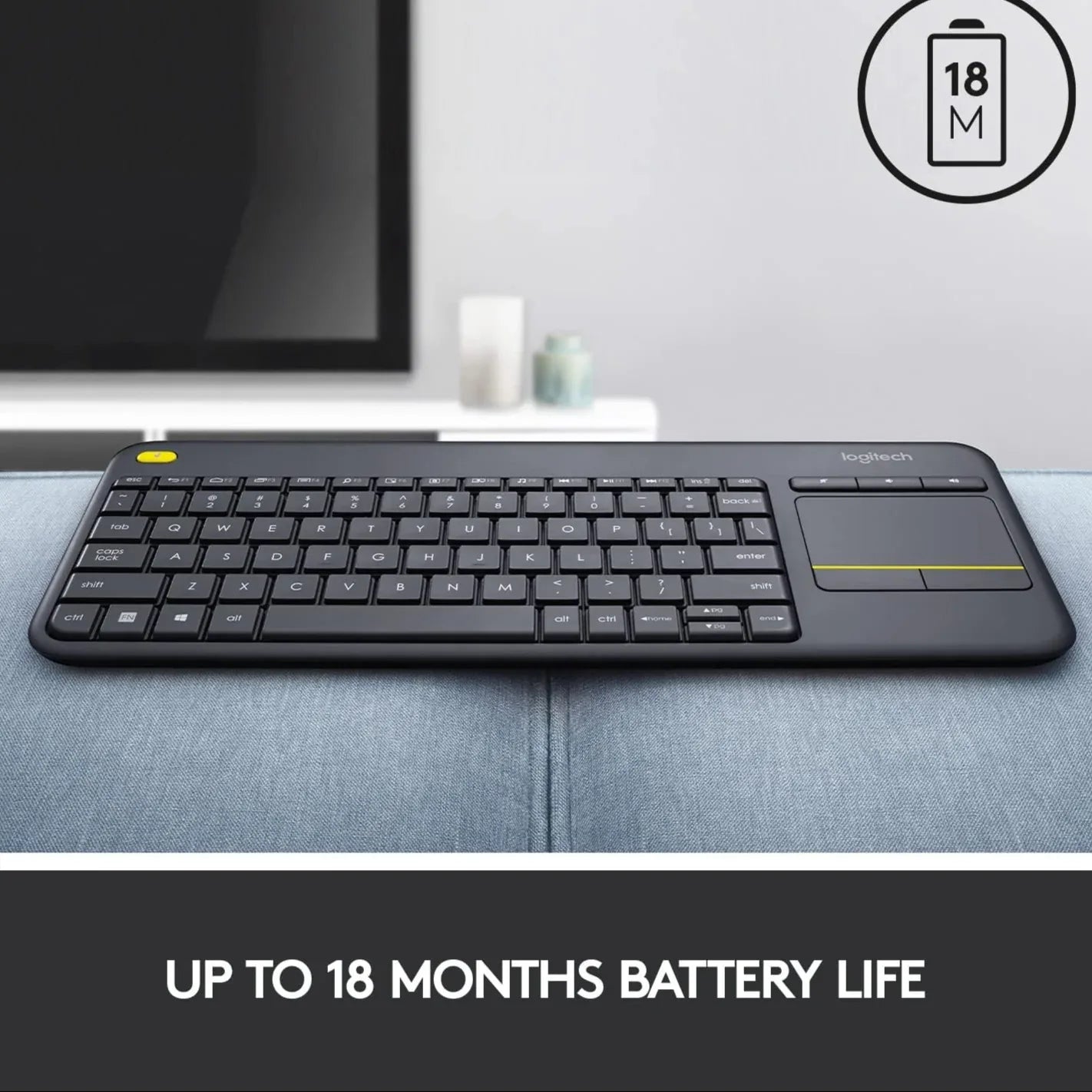 Logitech K400 Plus Wireless Keyboard with Touchpad, Black - Gomix Brands Outlet